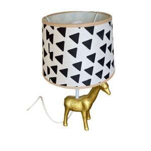 Giraffe Lamp Gold Base Black White Shade 10 x 17